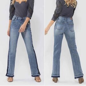 NWT Judy Blue High Waist Side Seam Detail Straight Leg Jeans Size 24